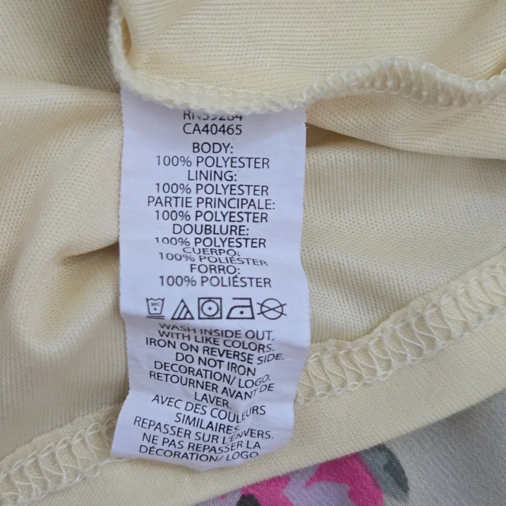 The Childrens Place Girls Yellow Pink Floral‎ Chiffon Handkerchief Hem Dress 5/6